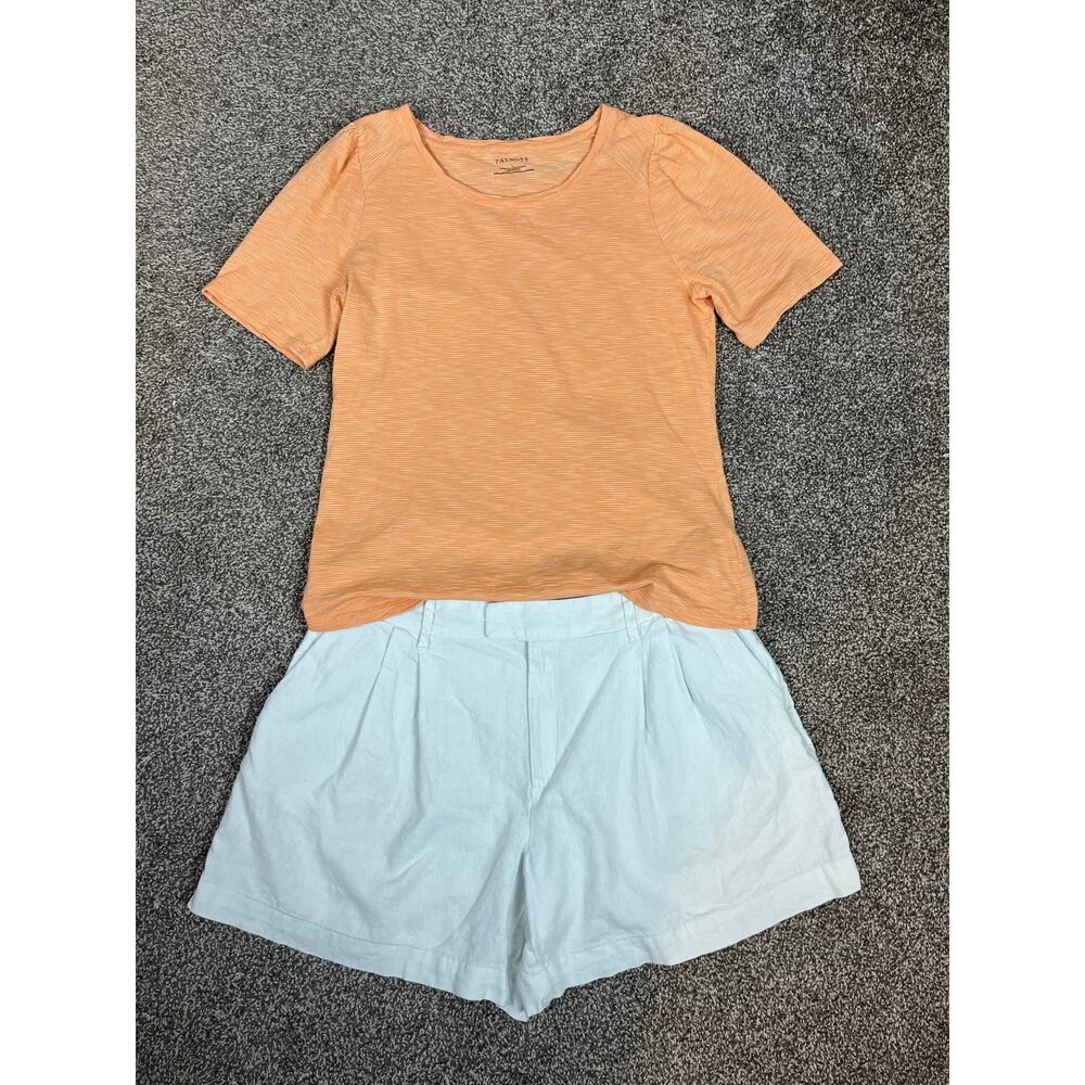 Talbots Orange STRIPE Top A New Day White Shorts LARGE Women’s SUMMER Outfit